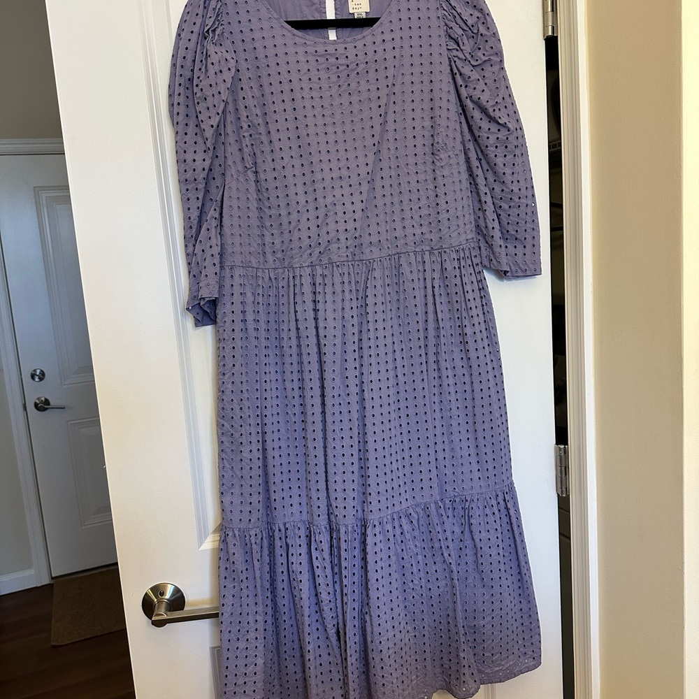 a new day Blue and White Ruffled Tiered Sundress